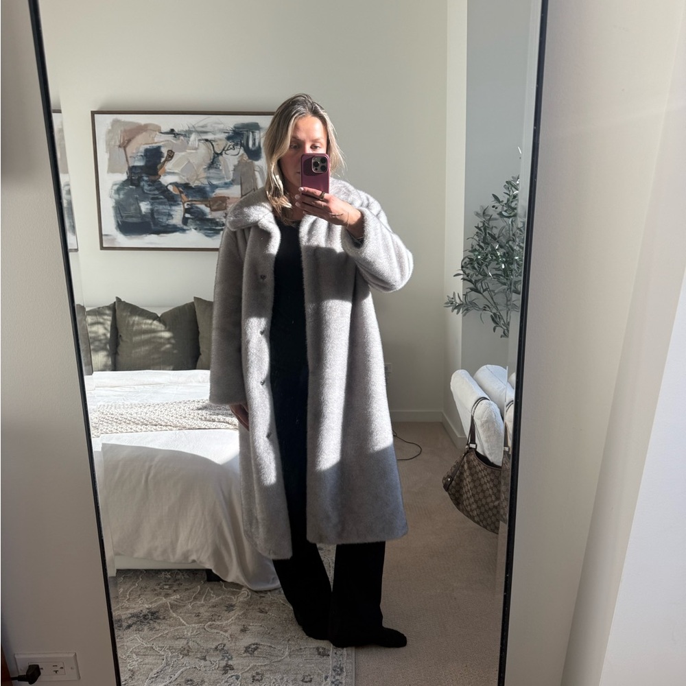 Faux Fur Gray Long Coat